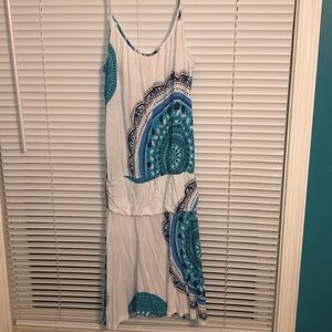 Boho Chic summer dress with blue pattern